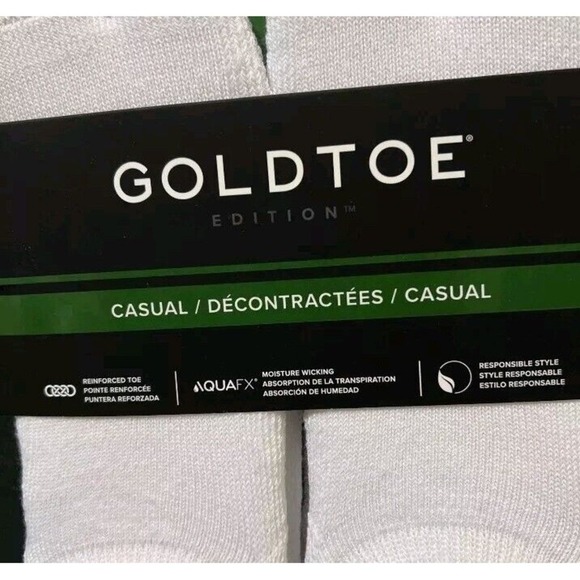 Gold Toe Mens Socks White 6-Pack Casual Moisture-Wicking No-Show NWT  Reinforced - Picture 3 of 3